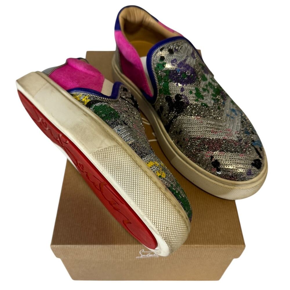 Christian Louboutin Masteral Tissimas Sequin Sneakers 40.5 Box Included - Picture 12 of 16